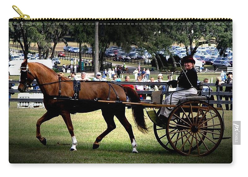 Horse Zip Pouch featuring the photograph Horse and Carriage Show in the Park by Philip And Robbie Bracco