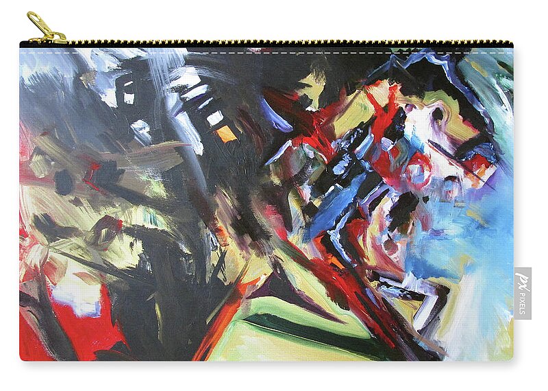 Kentucky Horse Racing Zip Pouch featuring the painting Horse In Gold by John Gholson