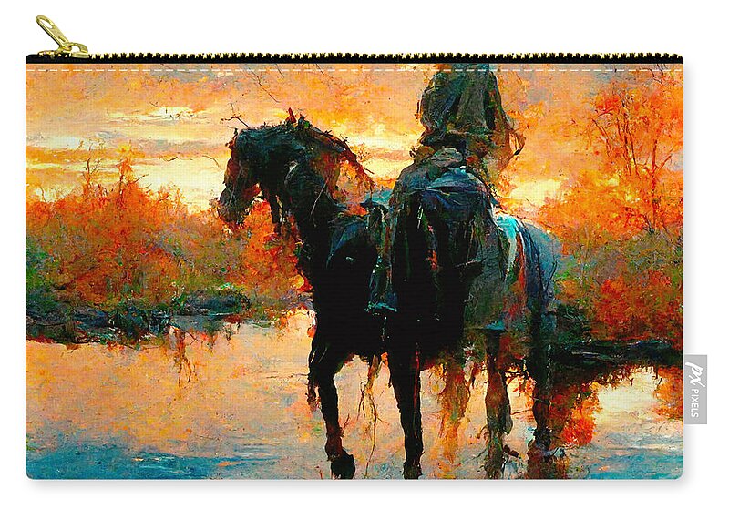 Horse Carry-all Pouch featuring the digital art Horses #10 by Craig Boehman