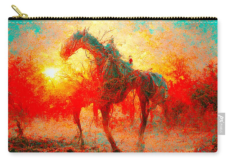 Horse Carry-all Pouch featuring the digital art Horses #3 by Craig Boehman