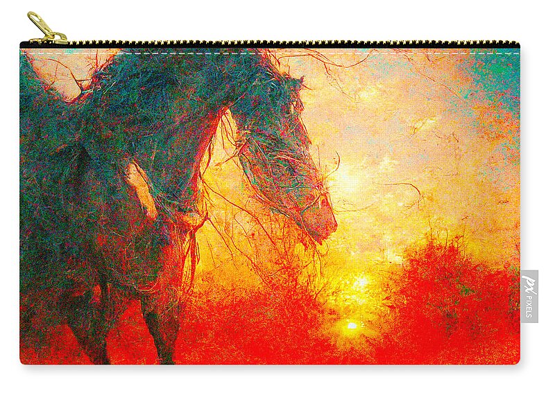 Horse Zip Pouch featuring the digital art Horses #4 by Craig Boehman