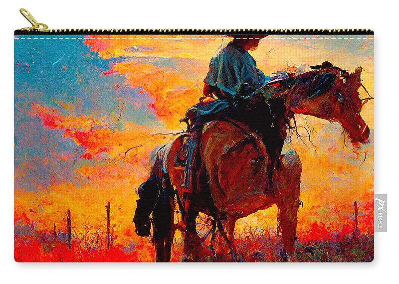 Horse Carry-all Pouch featuring the digital art Horses #5 by Craig Boehman