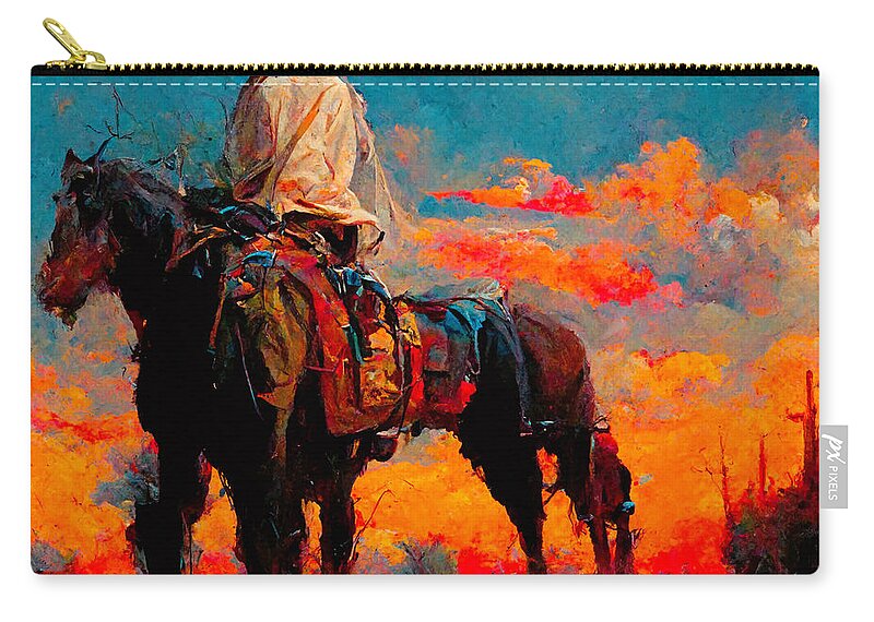 Horse Carry-all Pouch featuring the digital art Horses #7 by Craig Boehman
