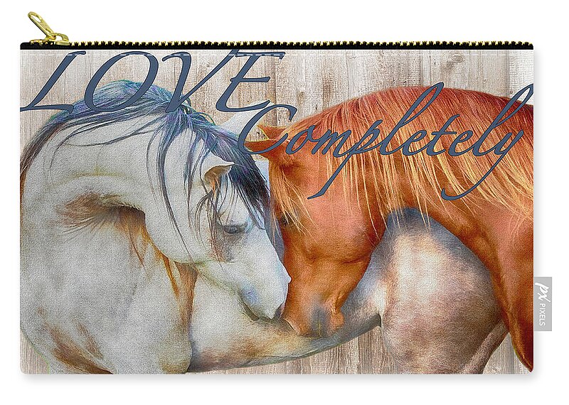 Loving Horses Zip Pouch featuring the digital art Horses Love Completely by Steve Ladner
