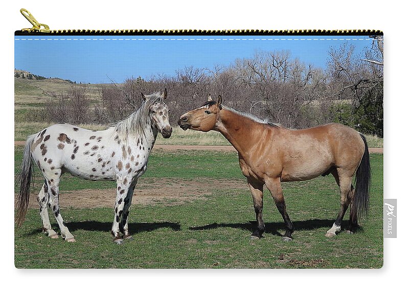 Horse Zip Pouch featuring the photograph Horsin Around by Katie Keenan