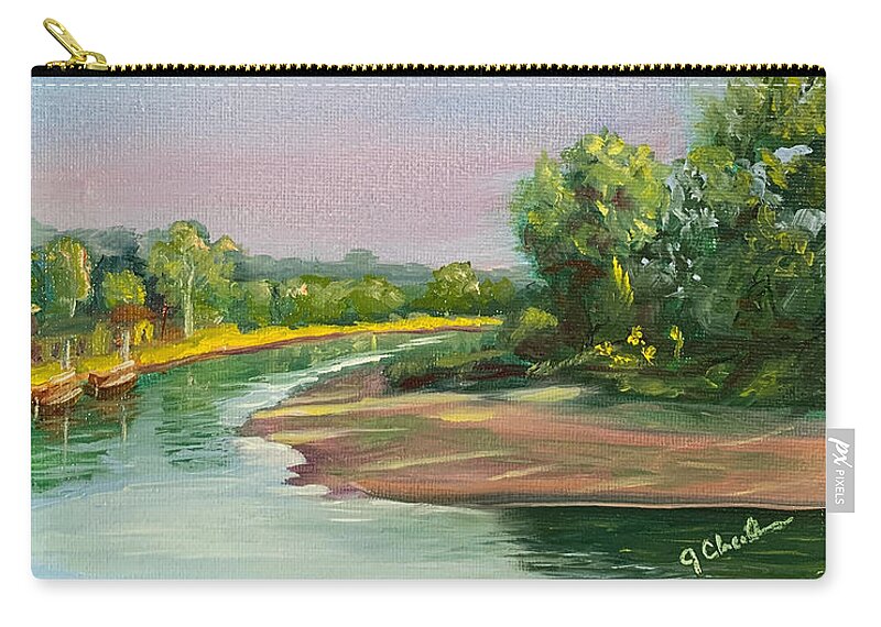 Dordogne River Zip Pouch featuring the painting Hot Air Balloons Over the Dordogne by Jan Chesler