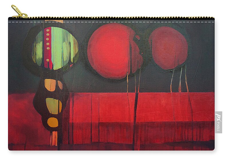 Abstract Zip Pouch featuring the painting Hot Mass by Marlene Burns
