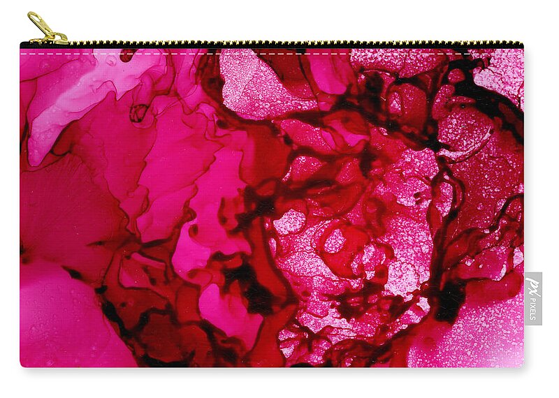 Hot Pink Peony Zip Pouch featuring the painting Hot Pink Peony by Daniela Easter