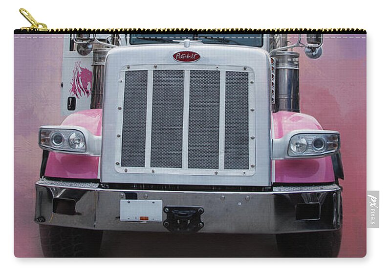 Lady Truckers Zip Pouch featuring the photograph Hot Pink Peterbilt by Theresa Tahara