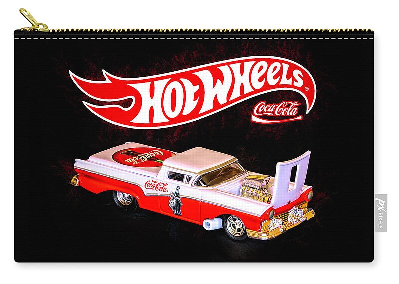 White Zip Pouch featuring the photograph  Hot Wheels Coca Cola 57 Ford Ranchero 4 by James Sage