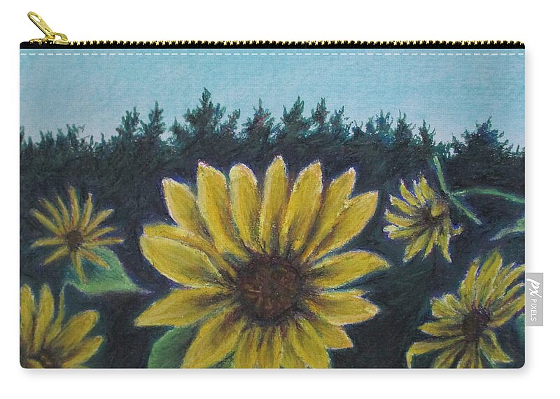 Sun Flower Zip Pouch featuring the painting Hours of Flowers by Jen Shearer