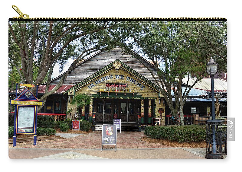 House Of Blues Zip Pouch featuring the photograph House of Blues Disney Springs by David Lee Thompson