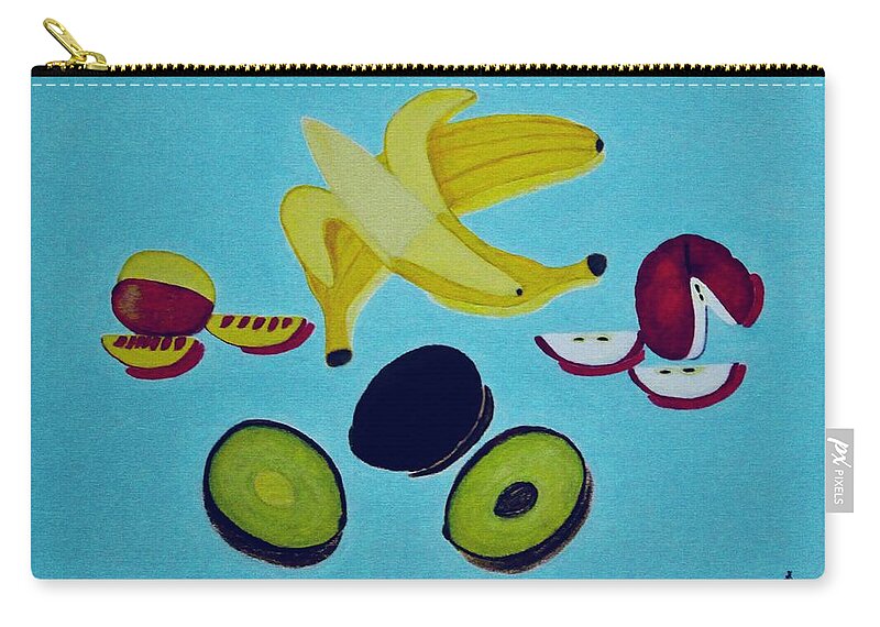 Apparel Zip Pouch featuring the painting How to Peel Cut And Slice by Lorna Maza