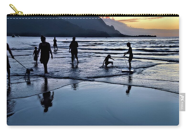 Water Play Zip Pouch featuring the photograph How We Play Hanalei Bay by Heidi Fickinger