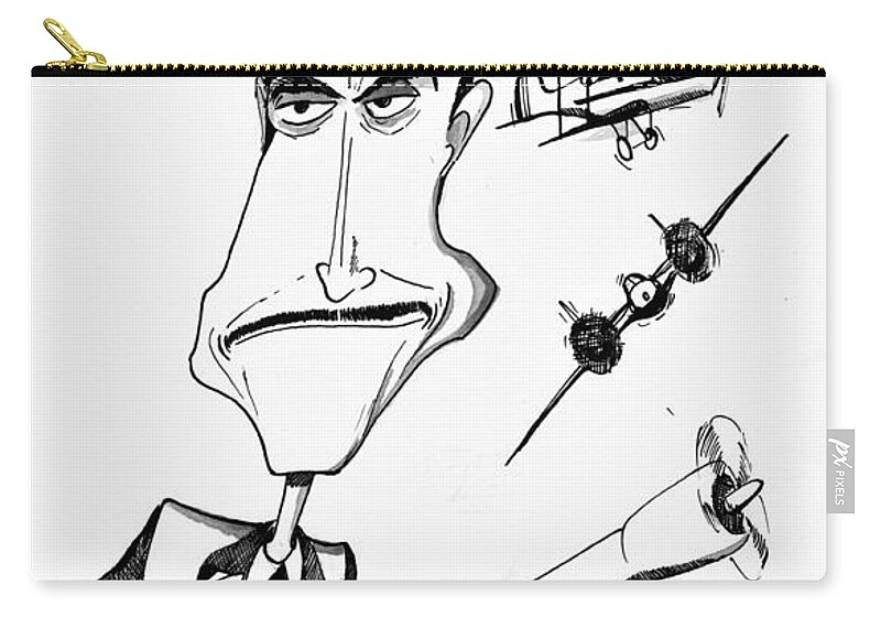 Howard Carry-all Pouch featuring the drawing Howard Hughes by Michael Hopkins