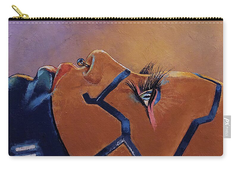 Medusa Zip Pouch featuring the painting Humanoid by Michael Creese
