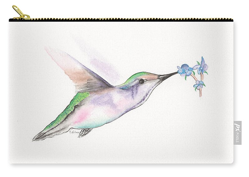  Zip Pouch featuring the painting Hummingbird #2 by Bob Labno
