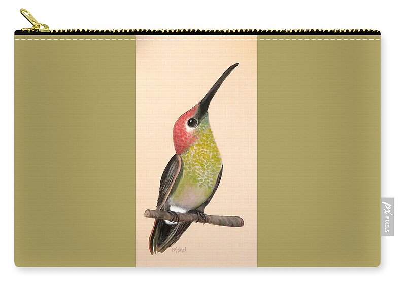 Hummingbird Zip Pouch featuring the painting Hummingbird Book Box 1 by Mishel Vanderten