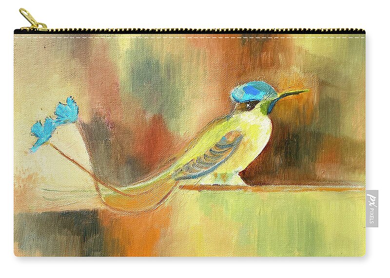 Hummingbird Zip Pouch featuring the painting Hummingbird, Ecuador by Suzanne Giuriati Cerny