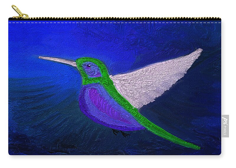 Hummingbird Zip Pouch featuring the digital art Hummingbird by Elaine Hayward