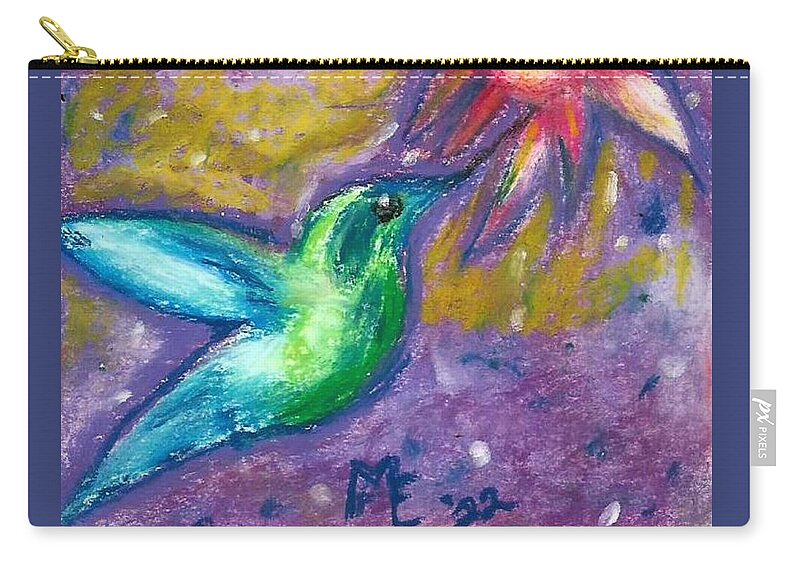 Hummingbird Zip Pouch featuring the painting Hummingbird by Monica Resinger