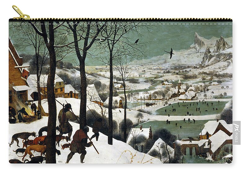 Winter Zip Pouch featuring the digital art Hunters in the Snow by Long Shot