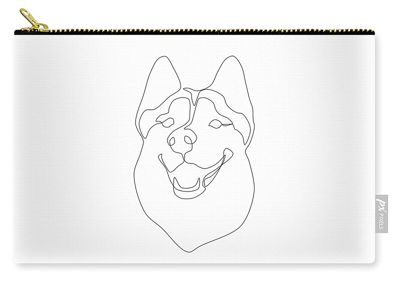 Husky Zip Pouch featuring the drawing Husky Line Art by Jindra Noewi