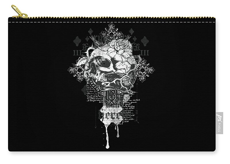 Skull Zip Pouch featuring the digital art I am heretic by Jacob Zelazny