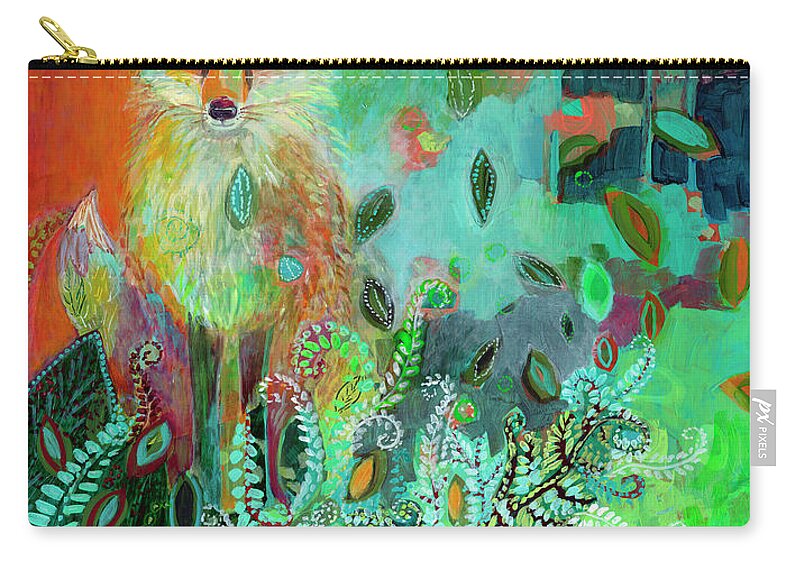 Fox Zip Pouch featuring the painting I Am The Forest Path by Jennifer Lommers