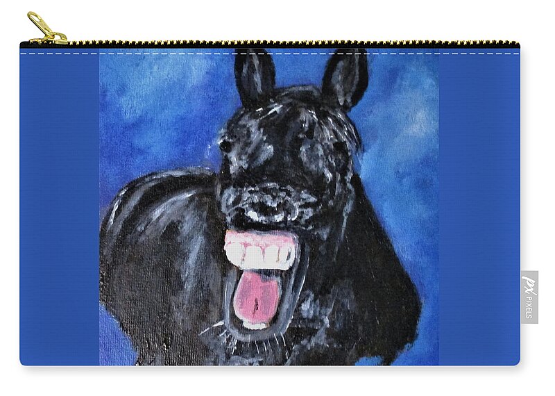 Horse Zip Pouch featuring the painting I Brushed My Teeth by Clyde J Kell