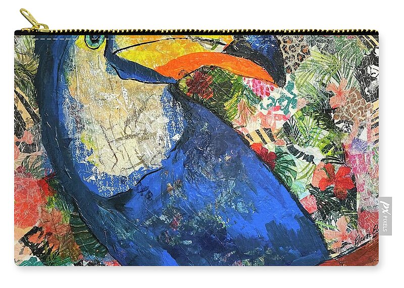 Jungle Birds Carry-all Pouch featuring the painting I can, you can, toucan by Elaine Elliott