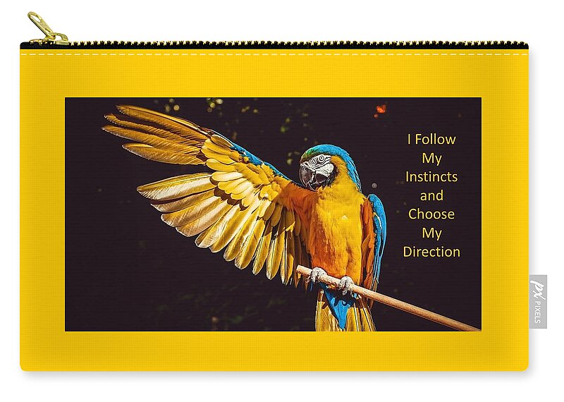 Parrot Carry-all Pouch featuring the photograph I Follow My Instincts and Choose My Direction by Nancy Ayanna Wyatt