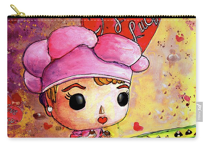 Funko Zip Pouch featuring the painting I Love Funko Lucy by Miki De Goodaboom