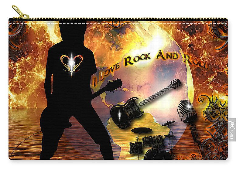Joan Jett Zip Pouch featuring the photograph I Love Rock And Roll by Michael Damiani