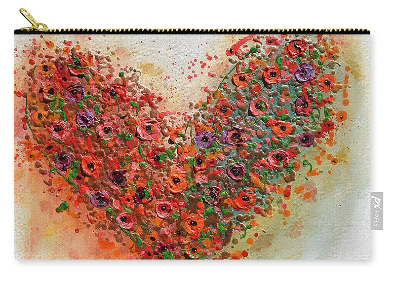 Heart Carry-all Pouch featuring the painting I Love Wildflowers by Amanda Dagg