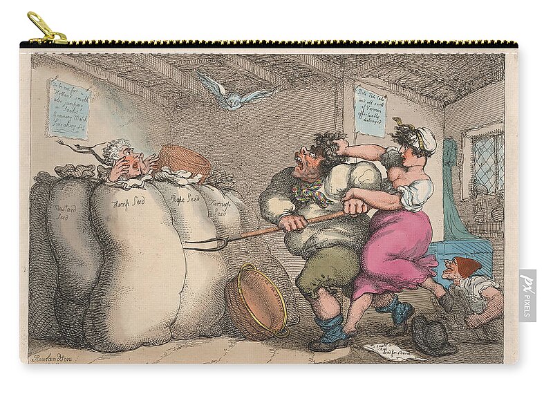 Thomas Rowlandson Zip Pouch featuring the drawing I Smell a Rat or a Rogue in Grain by Thomas Rowlandson