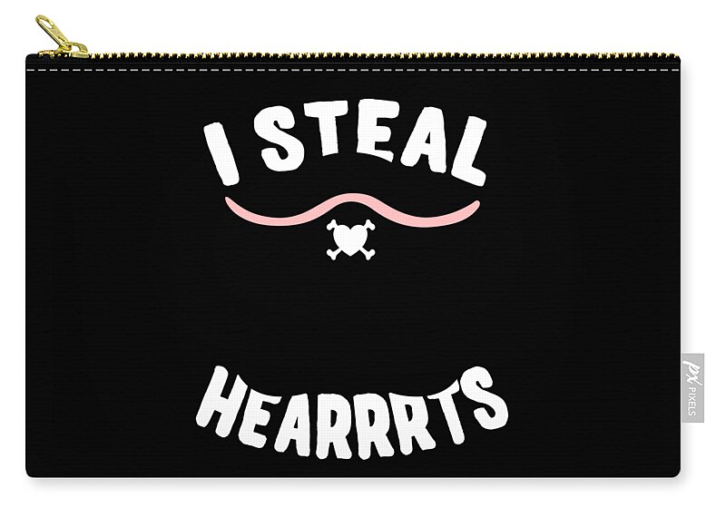 Cool Zip Pouch featuring the digital art I Steal Hearrrts Valentines Pirate by Flippin Sweet Gear