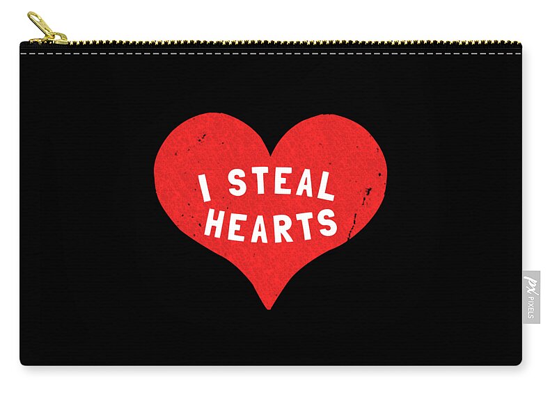 Funny Zip Pouch featuring the digital art I Steal Hearts Valentines Day by Flippin Sweet Gear