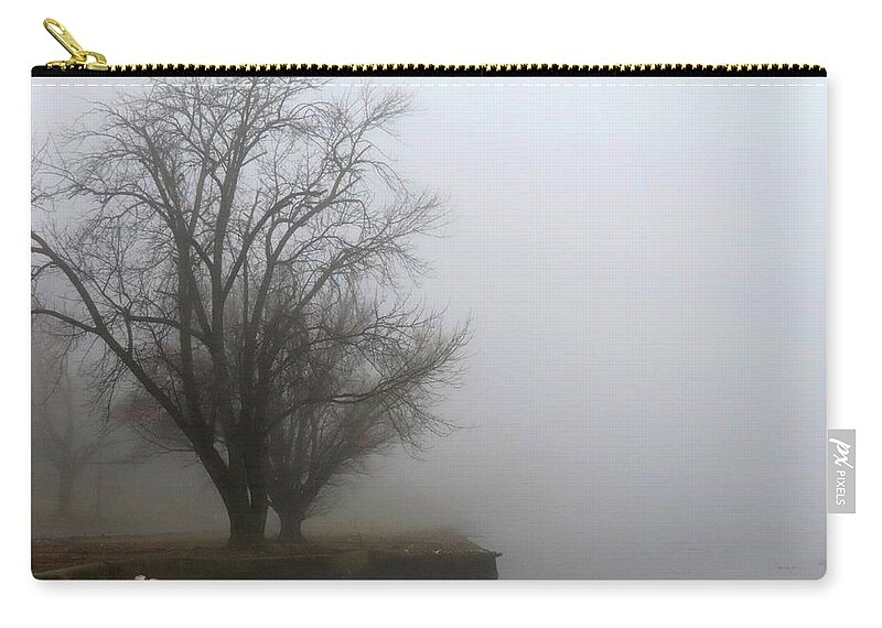Fog Carry-all Pouch featuring the photograph Ice and Fog on the Delaware River by Linda Stern
