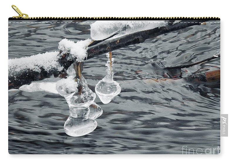 Ice Zip Pouch featuring the photograph Ice Bells by Nicola Finch