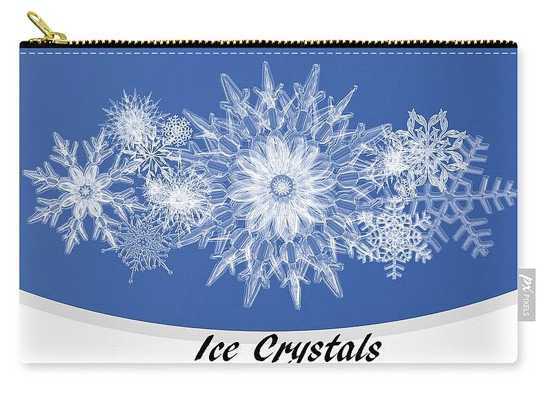 Ice Carry-all Pouch featuring the mixed media Ice Crystals Blue by Nancy Ayanna Wyatt