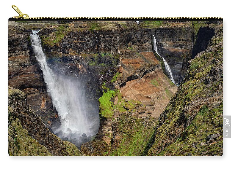 Iceland Zip Pouch featuring the photograph Iceland - Haifoss by Olivier Parent
