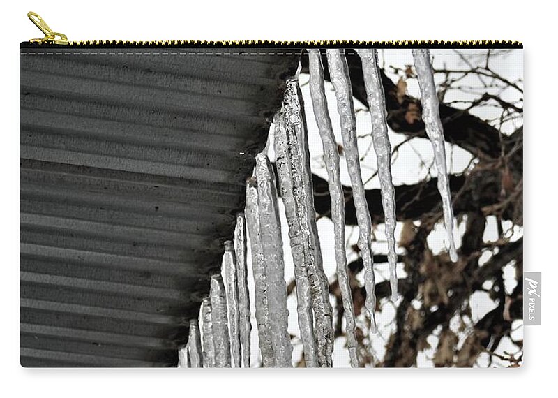 Icicles Zip Pouch featuring the photograph Icicles on a Tin Roof by Amanda R Wright