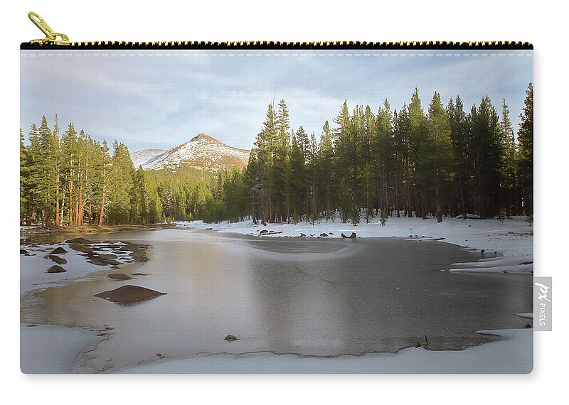 Landscape Zip Pouch featuring the photograph Icy Pond by Jonathan Nguyen