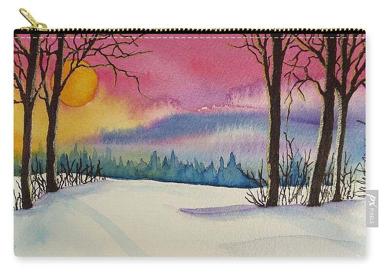 Landscape Zip Pouch featuring the painting II Twilight Rose by Dale Bernard