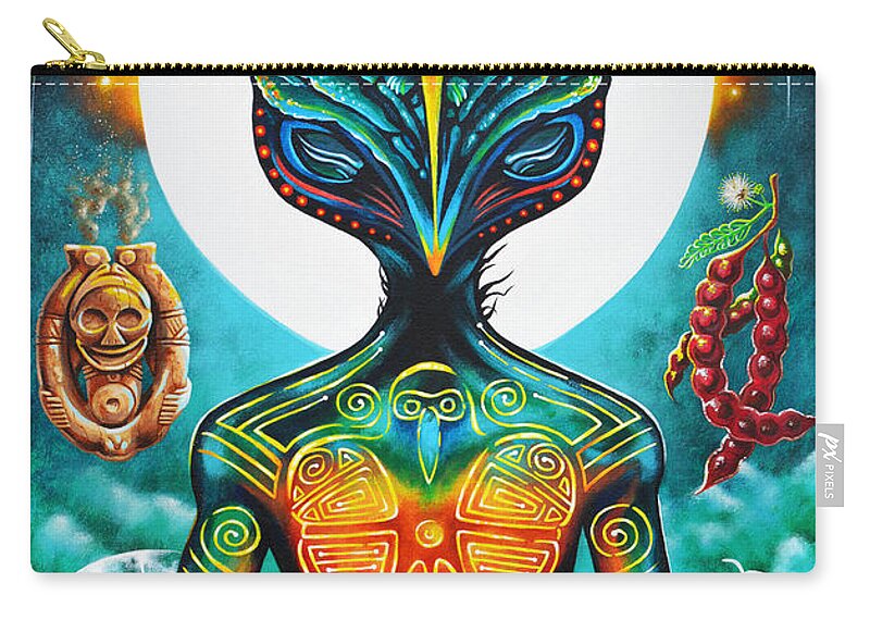 Taino Zip Pouch featuring the painting Illuminating Darkness by Victor Rosario