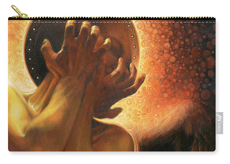 Angel Zip Pouch featuring the painting Im in the shadow of you by Graszka Paulska