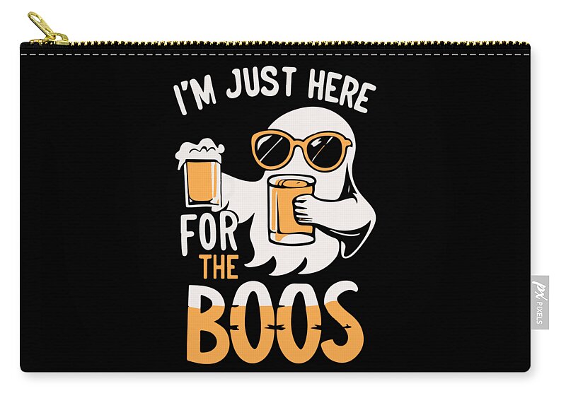 Halloween Zip Pouch featuring the digital art Im Just Here For the Boos Ghost by Flippin Sweet Gear