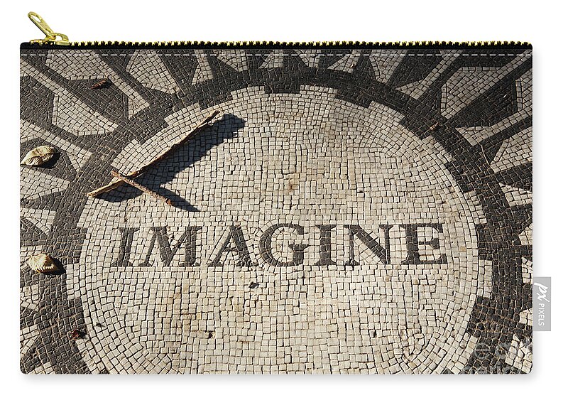 Imagine Zip Pouch featuring the photograph Imagine Mosaic, Central Park, NYC by Bryan Attewell