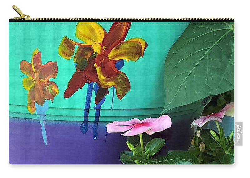 Landscape Zip Pouch featuring the mixed media Imatation is the Sincerest Form of Flattery by Sharon Williams Eng